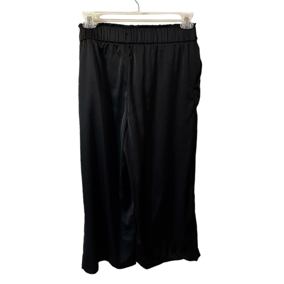 JOIE Cropped Pants Elastic Waist Satin Charmeuse Black Belted Medium NWOT - Picture 9 of 9